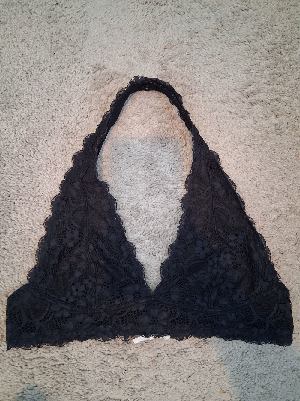 Free People Medium Black Lace Halter Bralette - Women Intimates & Sleepwear
